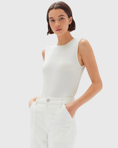 assembly label caitlin rib knit top antique white