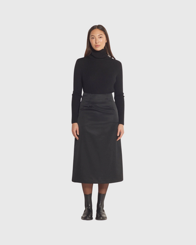 assembly label wool cashmere rib skirt oat marle
