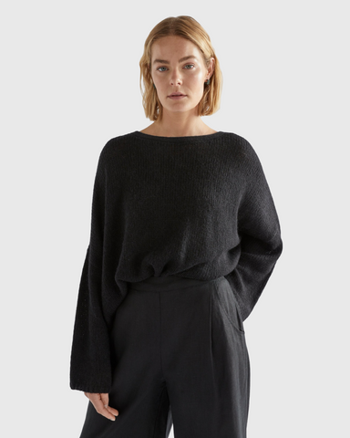 assembly label wool cashmere rib long sleeve top oat marle