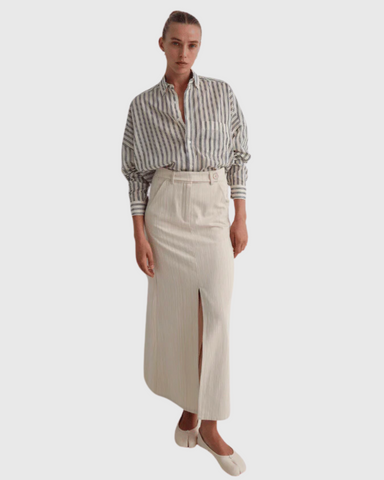 blanca quinnella denim tube maxi skirt