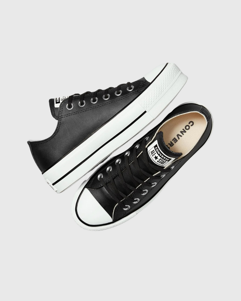 converse leather low lift black