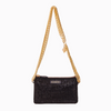 saben lily mini bag black crystal + gold curb chain