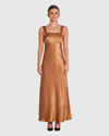 juliette hogan mei dress (crushed satin) bronze