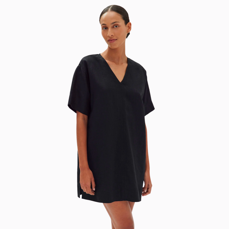assembly label solna linen dress black