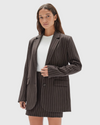 assembly label sofia wool pinstripe jacket chestnut