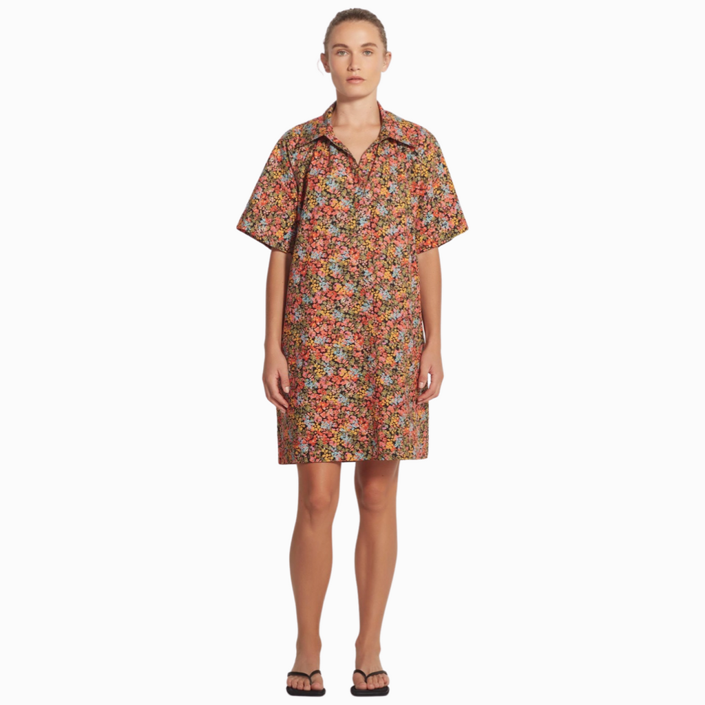 coming soon : juliette hogan rue shirtdress (pop floral cotton) brights