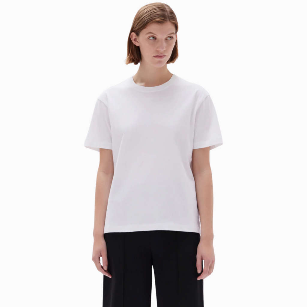 assembly label organic base tee white