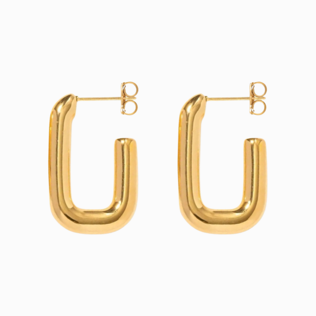 link hoop earrings gold