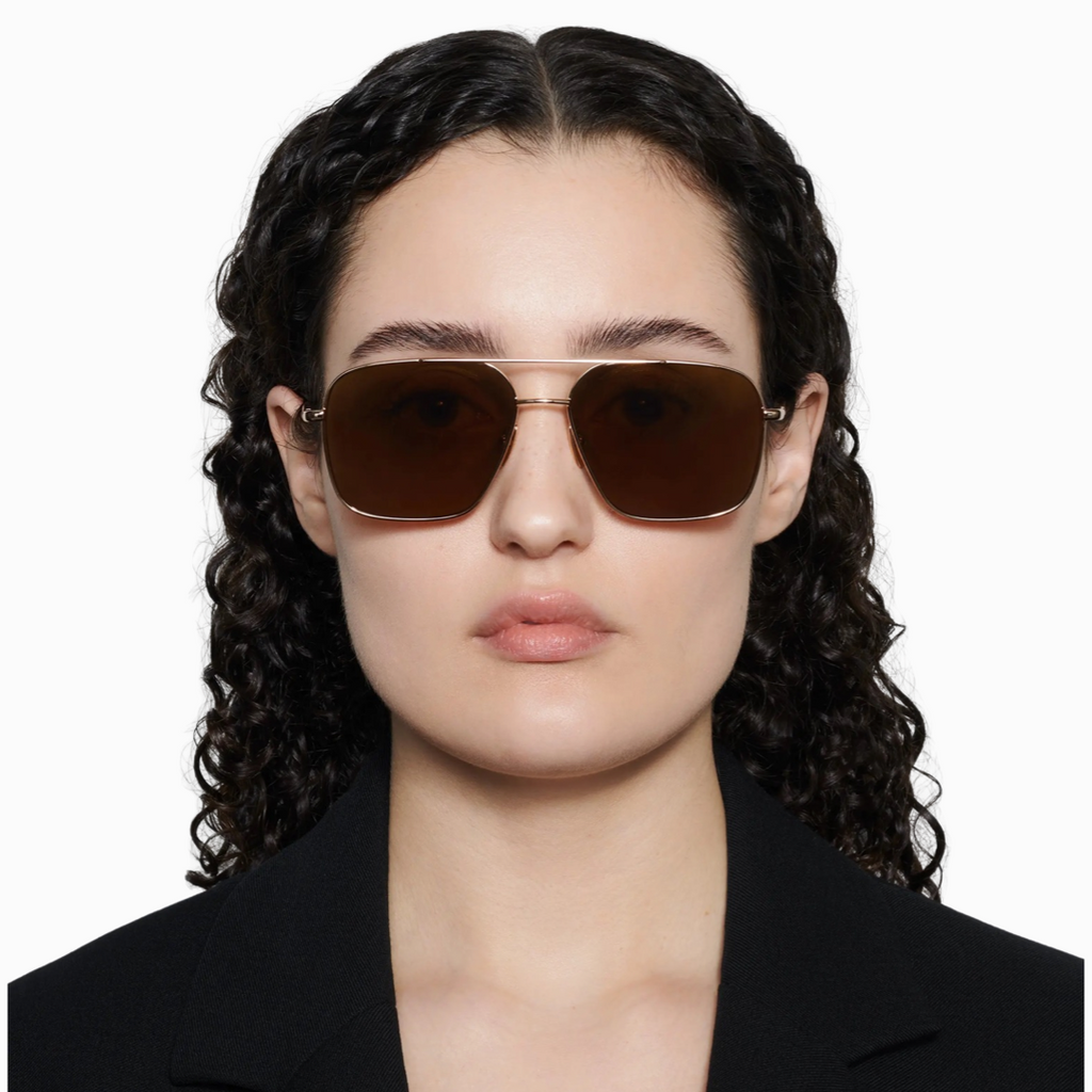 chimi eyewear steel aviator gold/brown