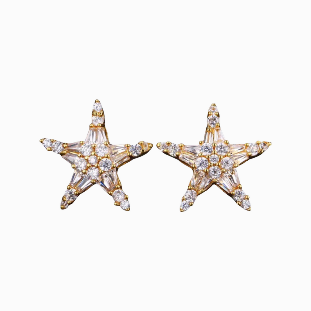 galaxy crystal star earrings gold