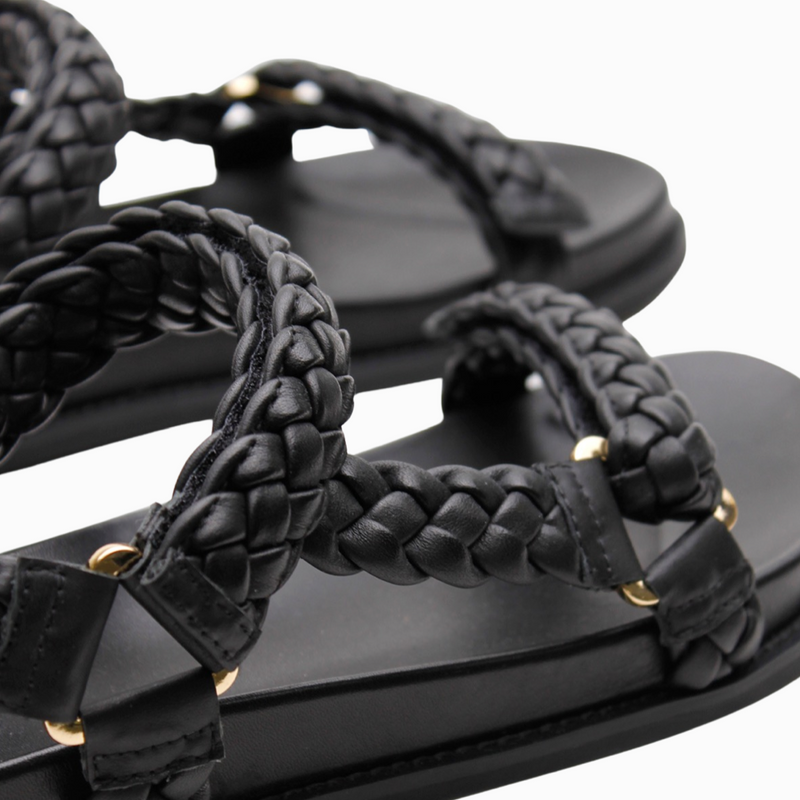 la tribe elke braided sandal black
